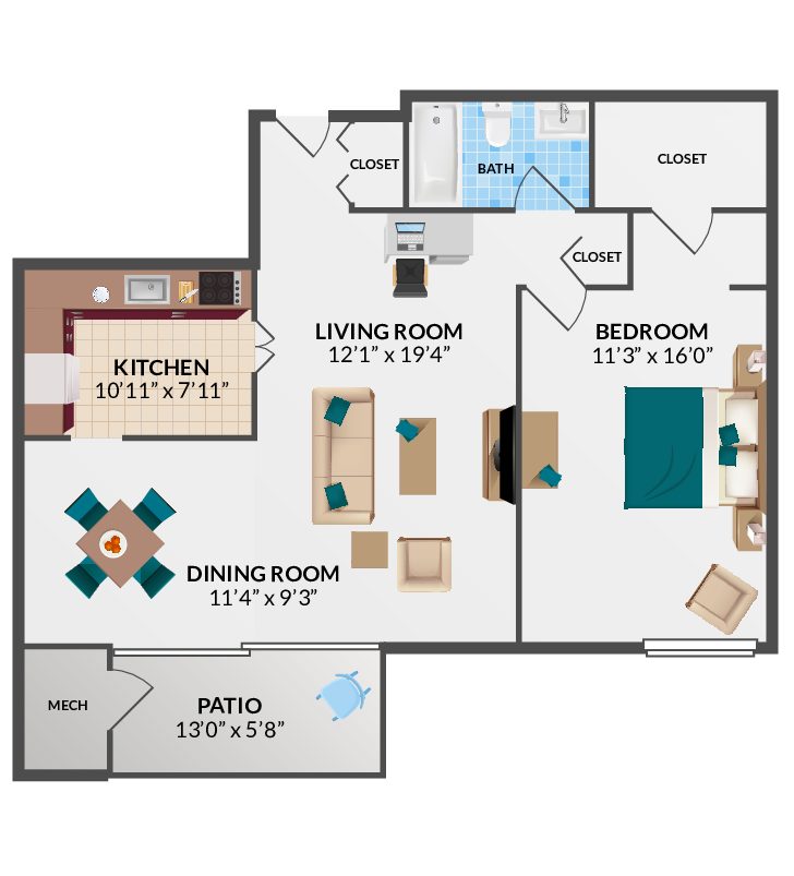 1 Bedroom Floorplan