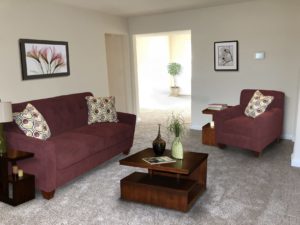 living room at clarksview apartments