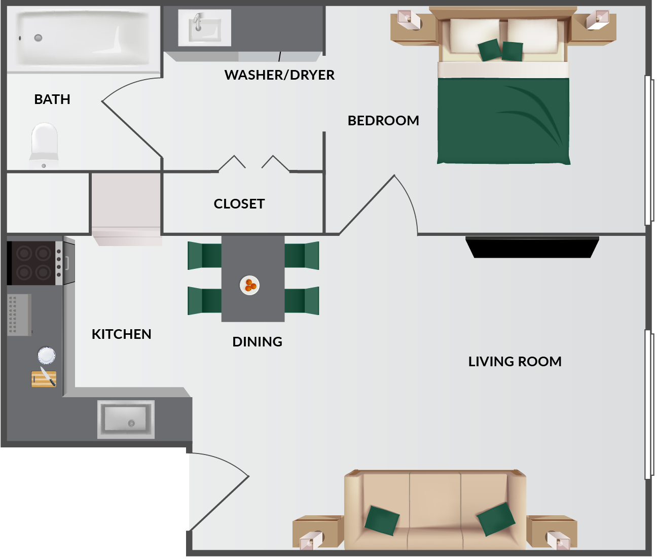 One Bedroom Floorplan